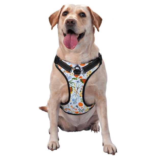 Fotbe Insects and Flowers Arnés para Perro con Estampado –Chaleco Ajustable Acolchado con Asa de Control para Perros Grandes-Medium