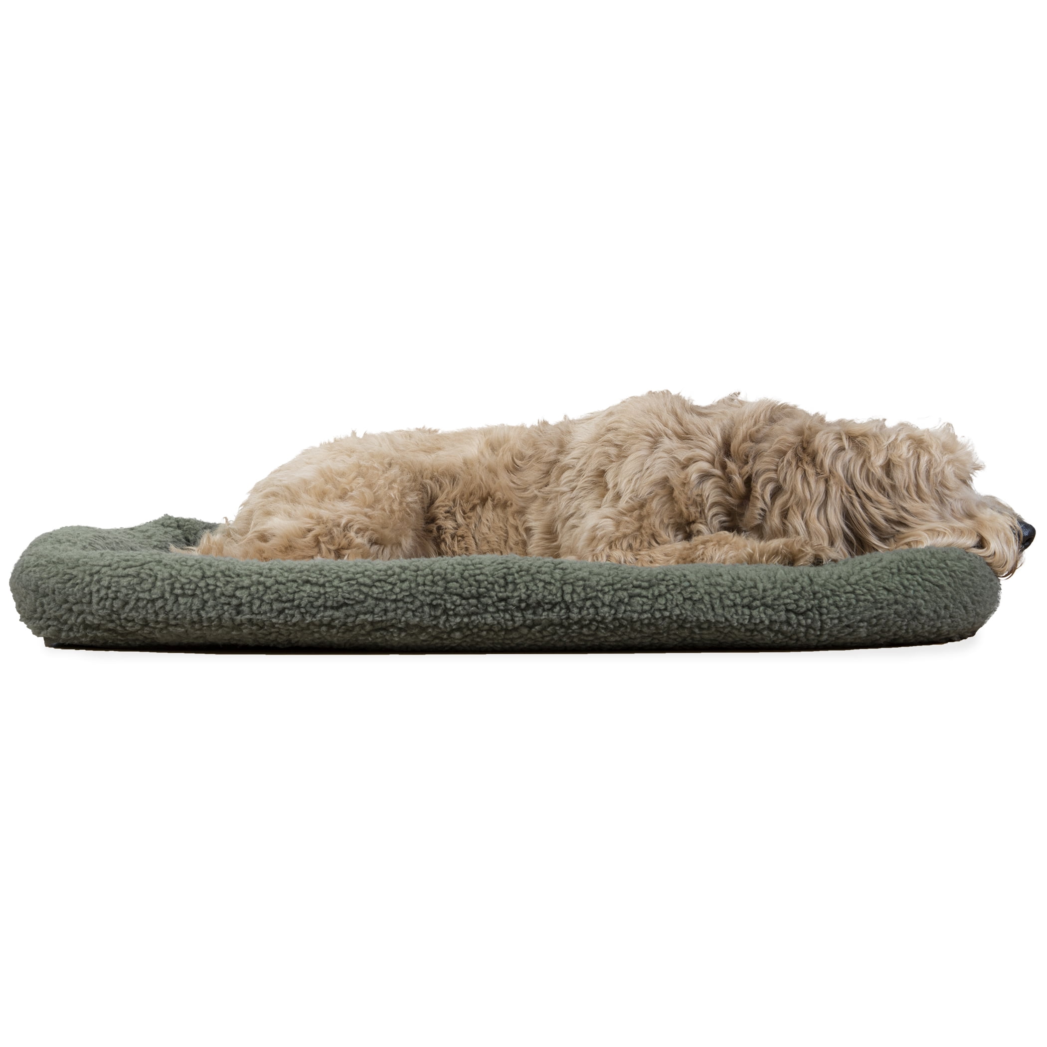 FurHaven Pet Kennel Pad Faux Lambswool & Sherpa Bolster Pet Bed for
