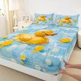 thumbnail image 3 of jejeloiu Rustic Duck Queen Sheet Sets,Oil Painting Flat Sheet,Blue Yellow Queen Fitted Sheet For Boys Teens,Ultra Soft Home Decor,4 Pieces, 3 of 7