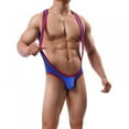 thumbnail image 3 of Men's Ice Silk Jockstrap Leotard Underwear Jumpsuits Wrestling Singlet Bodysuit, 3 of 6