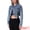 Gray Blue, variant on Women's Button Down Cargo Pockets Washed Jean Jackets L Gray Blue