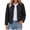 Black, variant on Short Puffer Jacket Womens Quilted Button Down Collarless Warm Fall Winter Casual Lightweight Windproof Coat with Pockets