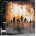 thumbnail image 4 of Ambesonne Halloween Shower Curtain, Zombies Misty, 69"Wx70"L, Orange Black, 4 of 5