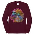 thumbnail image 3 of Colorful Neon Gorilla | Dean Russo Art Animal Lover Mens Long Sleeve Shirt, Maroon, Medium, 3 of 6