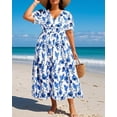 thumbnail image 2 of Vestido Pinup Fashion para mujer, talla grande, floral, azul y blanco, 2 of 6