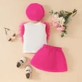 thumbnail image 4 of SJLDQY Toddler Outfits for Girls for Sleeveless Ribbed Tops T Shirt Bowknot Skirts Hat Set Hot Pink 2-3 Years, 4 of 7