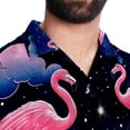 thumbnail image 5 of Starry Sky Flamingo Men's Casual Button Down Short Sleeve Printed Summer Beach Shirts, 5 of 6