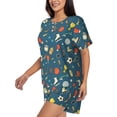 thumbnail image 4 of Vsdgher Sports Ball Pattern Womens Pajamas 2 Piece Short Sleeve Sleepwear Set,Summer Soft Pajamas Set Casual Lounge Sets, 2-Piece Pj -XX-Large, 4 of 8
