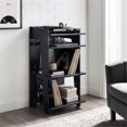 thumbnail image 2 of Pemberly Row Modern Wood Turntable Stand with Shelves in Black, 2 of 7