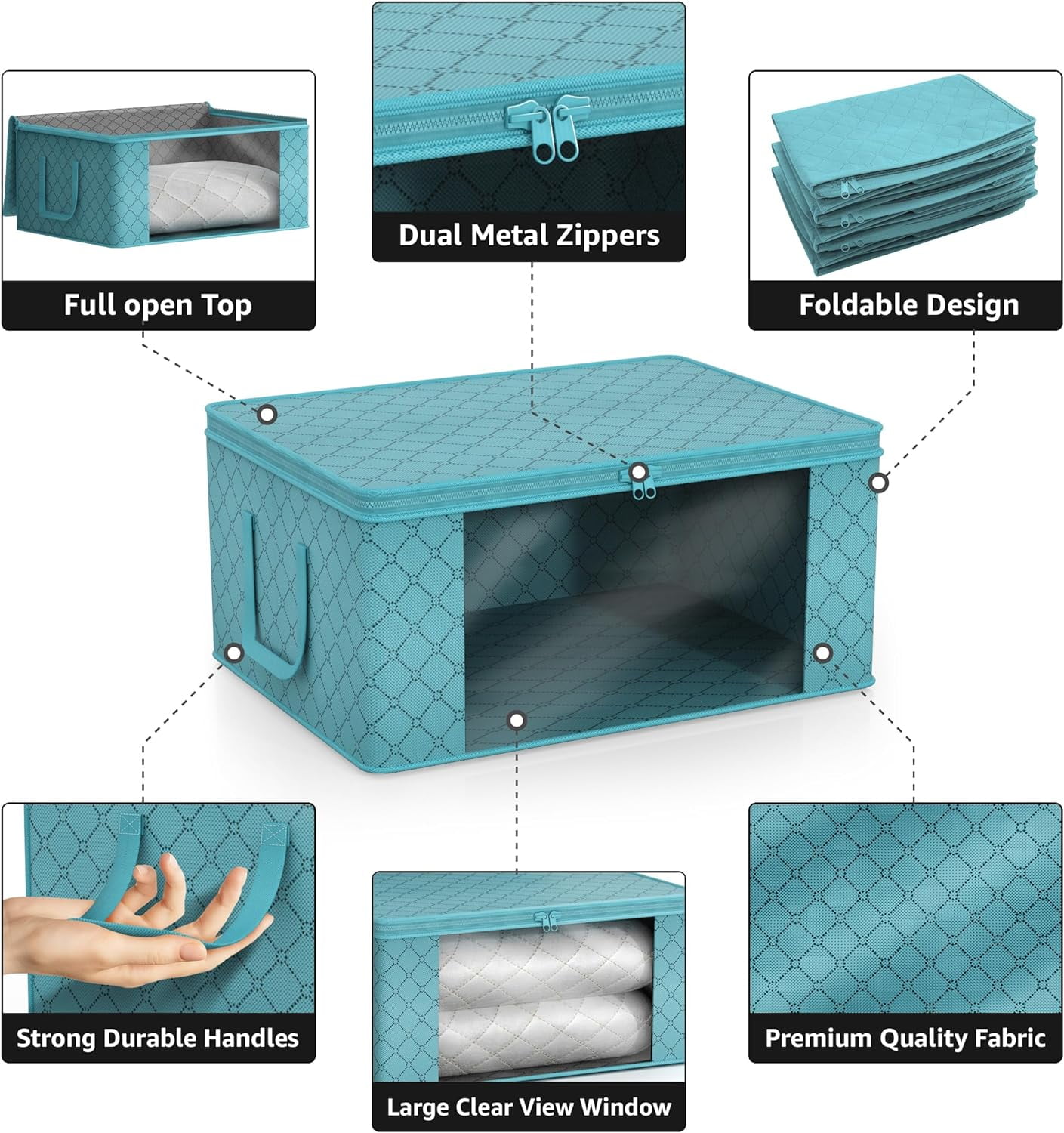 Sorbus Medium Clothes Storage Bag, Foldable with Clear Window, Lids, and Handles, for Bedroom, Closet Organization