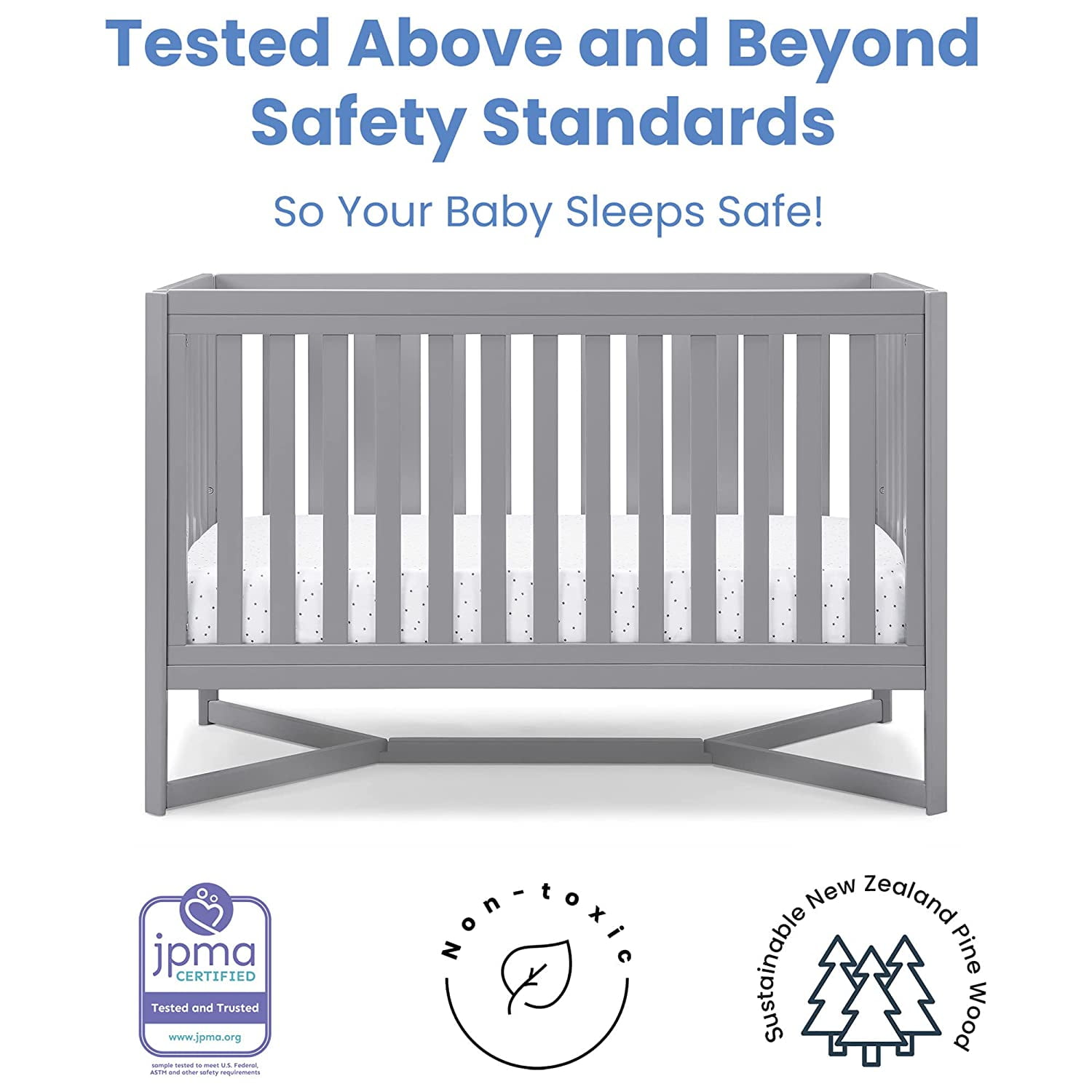 Delta Children Tribeca 4-in-1 Convertible Crib, Grey