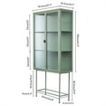 thumbnail image 7 of Retro Fluted Glass Storage Cabinet with Two Detachable Shelves, Dual Doors Corner Cabinet Buffet Sideboard with Metal Frame, Dust-free Tall Accent Cupboard with Storage for Living Room Light Green, 7 of 7