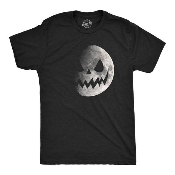 T-shirt Homme Moon Jack O Lantern Drôle Phases Lunaires Effrayantes Visage Effrayant pour Gars (Noir Chiné - Moon) - m