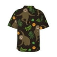 thumbnail image 6 of Wukai Sloth Doing Yoga Men's Hawaiian Shirt Short Sleeve Casual Button Down Summer Beach Aloha Shirt Tropical Print Holiday Party, 6 of 8