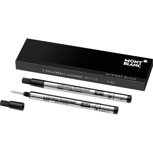 Recambio Montblanc Rollerball Legrand Fine, paquete de 2, color negro