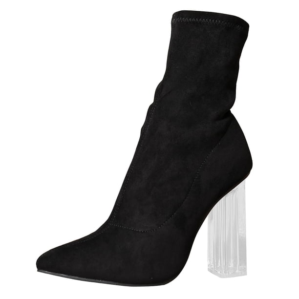 NECHOLOGY Botas Mujer Adulto Femenino Zapatos Botines de mujer Zapatos Mujer Botines Botas Tacón Cristal Botines Tacón Grueso (Black, 7)