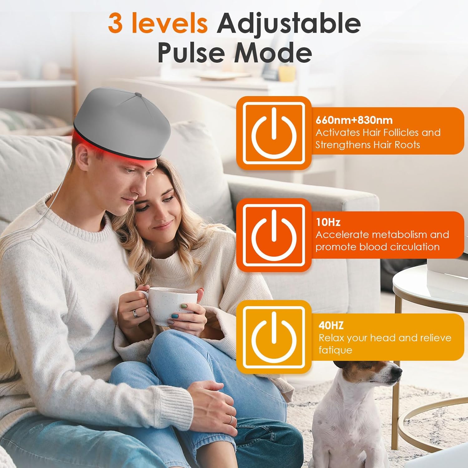 Wearable Scalp Care Helmet with Red & Infrared Light, Hands-Free Light Device with Adjustable Fit for At-Home Hair Wellness Routines, Portable & Rechargeable