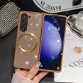 thumbnail image 4 of ChicShell Magnetic Case Cover for Samsung Galxy Z Fold 6, Glitter Bling Back Cover with Stylish Hand Wrist Wireless Charging Support Luxury Case for Girls Women, Gold, 4 of 4