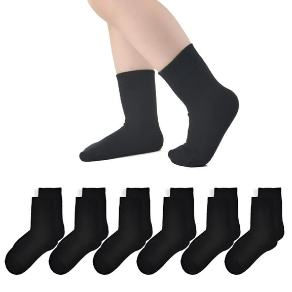 TELOLY Seamless Socks for Girls Boys Thin Breathable School Uniform Socks Toddlers Cotton Crew Socks 3T-15 Years 6 Pack