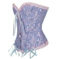 thumbnail image 3 of DODOING Women Satin Lace Sexy Bustier Corset Basque Lace Up Lingerie G-string Set S-6XL, 3 of 7