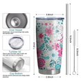 thumbnail image 6 of 20 Oz Pioneer Flower Coffee Tumbler Double Wall Insulated Stainless Steel Water Bottle | Metal Reusable Thermoses Flask with Cup Cap | Leak & Sweat Proof with Anti-Dust Lid, 6 of 7