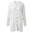 thumbnail image 2 of Manteau d'Automne Hiver pour Femmes Cardigan Mi-Long Col Rond Trench-Coat Couleur Unie Mode Manteau Extérieur Ample Ouvert devant Manteau Manches Longues Tricoté, 2 of 5