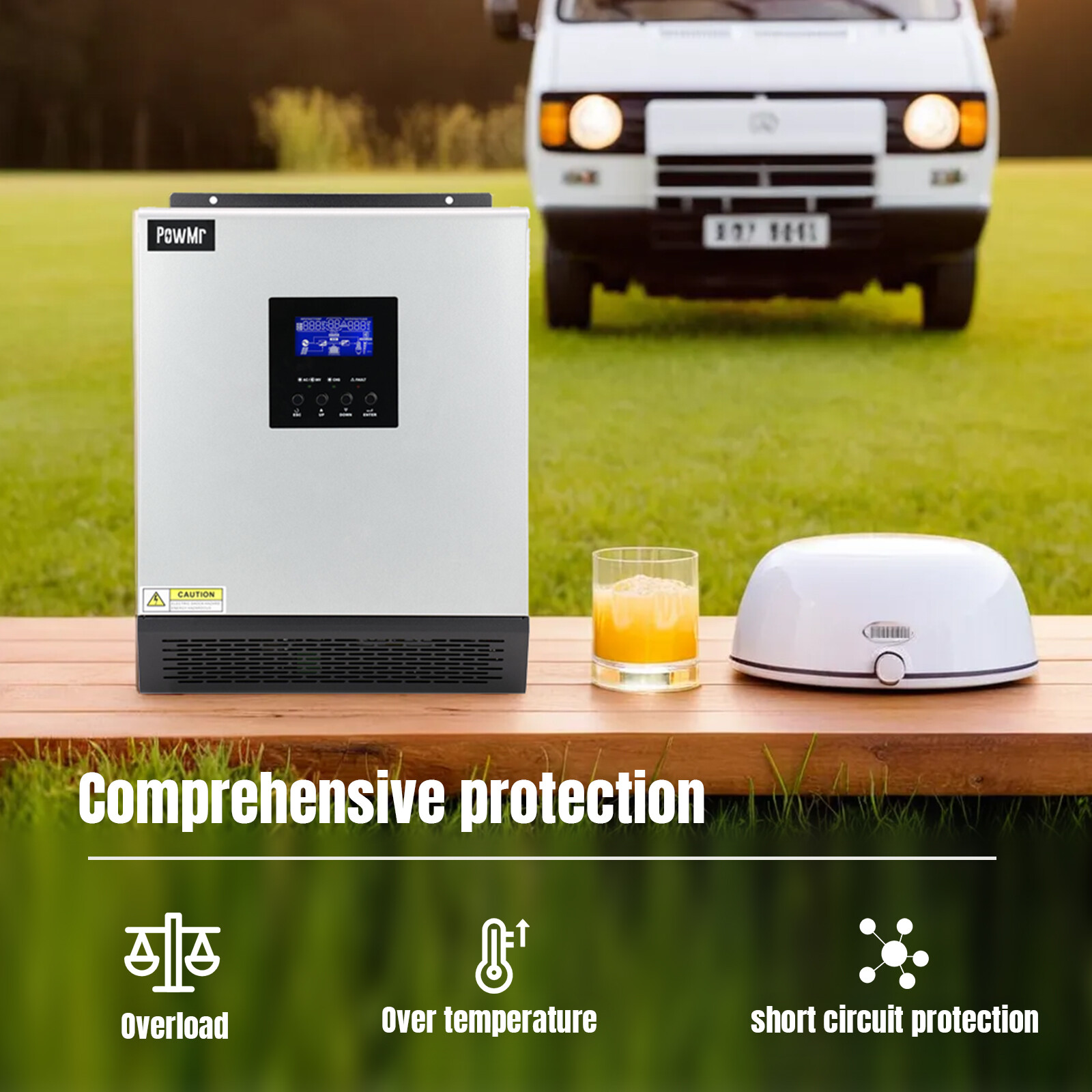 3KVA Hybrid Solar Inverter DC 24V to AC 110V Built-in 50A PWM Solar Controller
