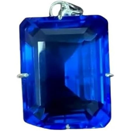 Natural Emerald Cut Blue Color Topaz 99.50 Ct Pendant 925 Sterling Silver Without Chain Gift for Her