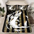 thumbnail image 2 of Feelyou Hunting Pike Fish Bed Sheets, Retro American Flag King Sheets, Jungle Branches Plant Sheet Set, Lightweight Room Decor, 4pcs, 2 of 7
