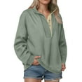 thumbnail image 2 of idosla Womens Oversized Sweatshirt Long Sleeve Henley Pullover Tops 2025 Fall Casual Button Loose Fit Teens Fashion Outfits (Mint Green, M), 2 of 6