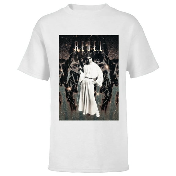 Star Wars Princess Leia Rebel Bleached Retro  - Short Sleeve T-Shirt for Kids - Customized-White