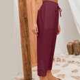 thumbnail image 3 of Diufon Womens Boho Pants Linen Palazzo Pants Summer Casual Wide Leg Drawstring Lace Trim Pants with Pockets, 3 of 9