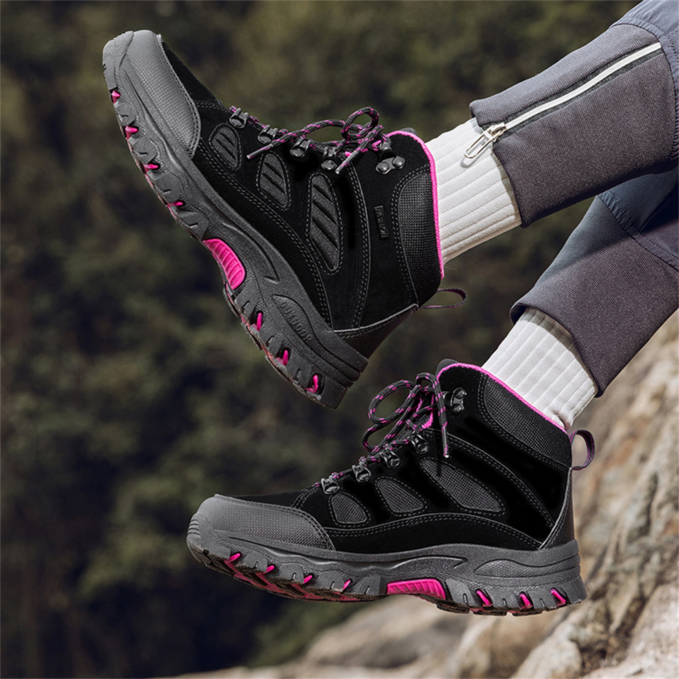 YOURDIARY Womens Mens Waterproof Anti-Slip Hiking Boots Outdoor Trekking Camping Trail Hiking Shoes
