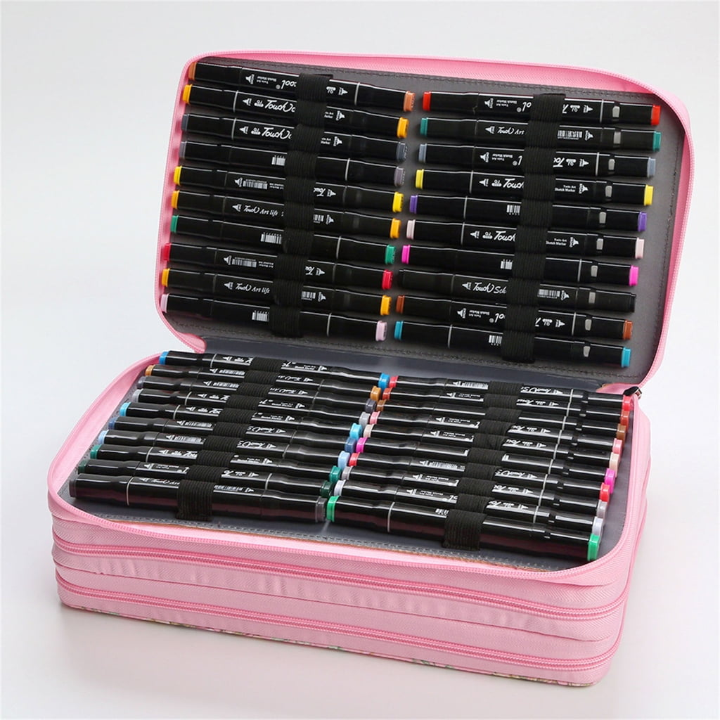 120 Slot Markers Organizers Carrying Bag with Shoulder Strap Multifunctional High Capacity Multilayer Marker Holder Case