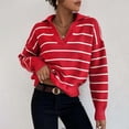 thumbnail image 2 of Gkeoshab Sweaters for Women Women's Long-Sleeve Loose-Fit Round-Neck Sweater for Fall and Winter Red S, 2 of 4
