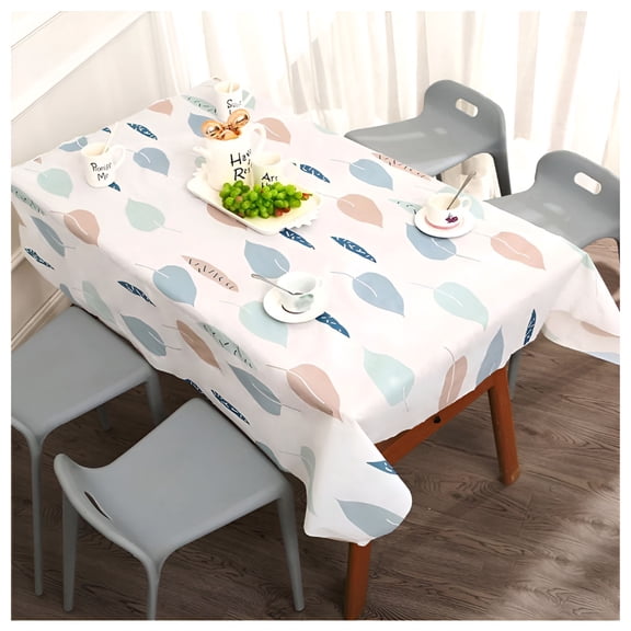 XIBUFE Rectangle Waterproof Vinyl Table Cloth,Flannel Backed Tablecloth,Wipeable Plastic Table Cover,Oil Proof Heavy Duty Wipeable Table Covers for Dining/Camping/Picnic/Outdoor