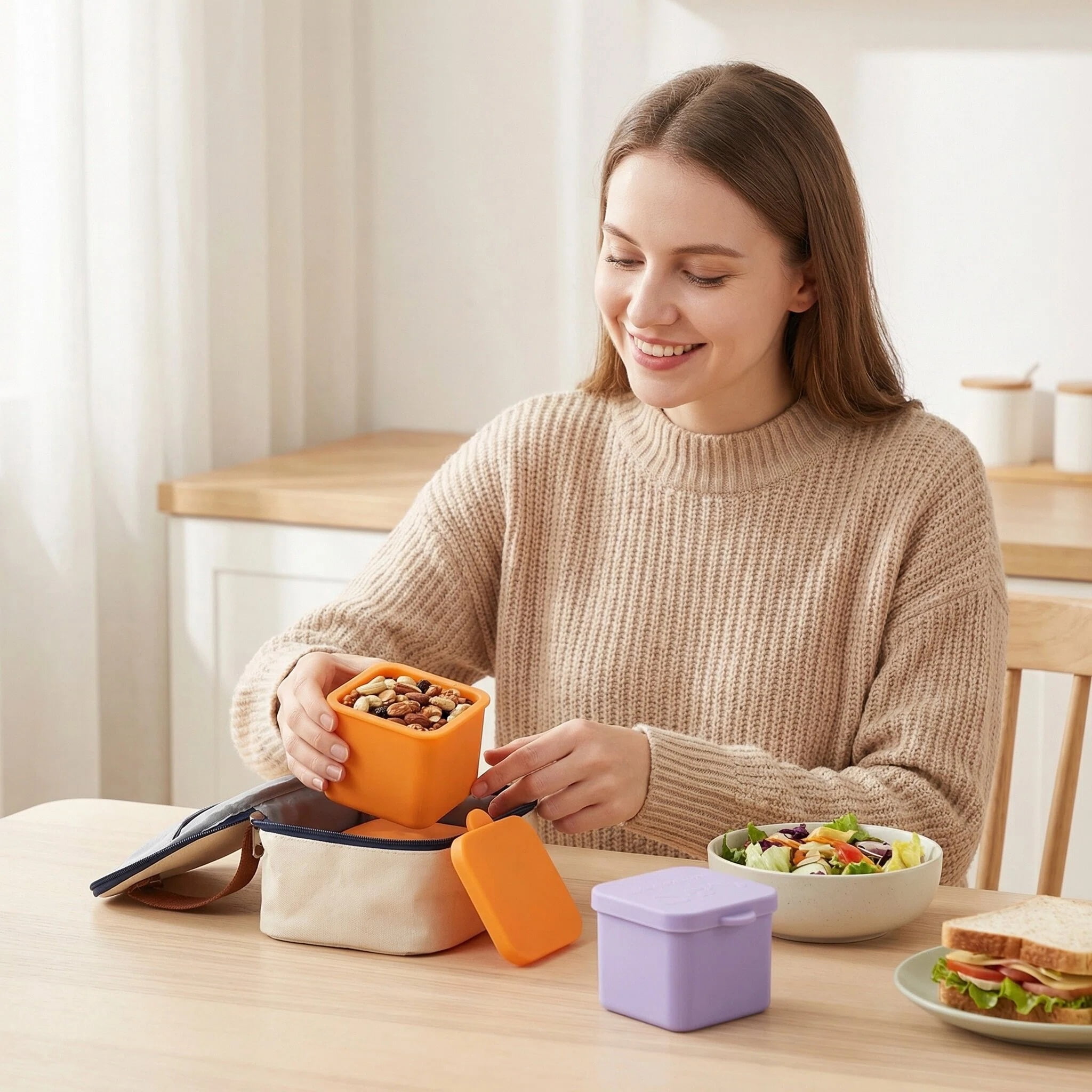 3 Pack Silicone Small Snack Container, Stackable Puree Sauce Condiment Food Storage Lunch Bento Box with Lids, Leak-proof, BPA Free, Dishwasher & Microwave & Oven Safe