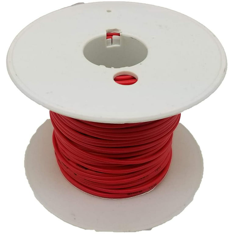 100 ft Solid Copper Wire 22 Gauge UL1007 Rated RED PVC Insulated