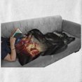 thumbnail image 6 of Fantasy World Soft Flannel Fleece Throw Blanket, Thunder Wrath in Viking Thorn Ship Floating in Fiery Waves Odin Narrative, Cozy Plush for Indoor and Outdoor Use, 60" x 80", Grey Orange, by Ambesonne, 6 of 6