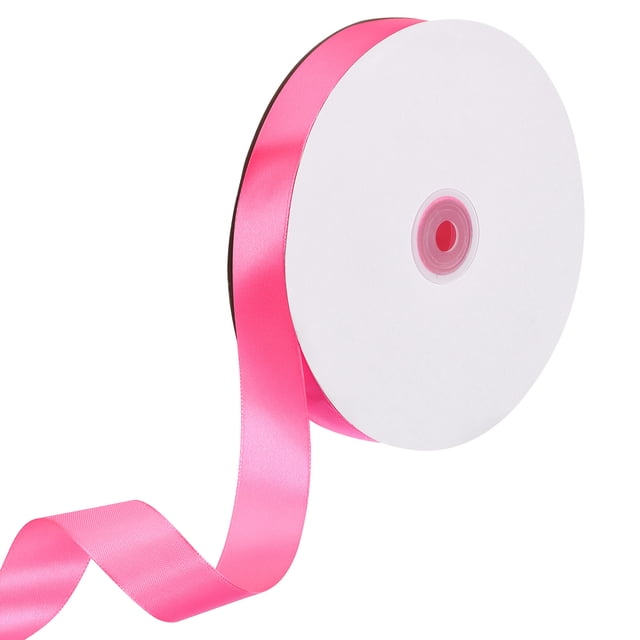 Uxcell Satin Ribbon, Single Face Polyester Satin Ribbon for Gift Wrapping, Crafts Fuchsia 1 inch