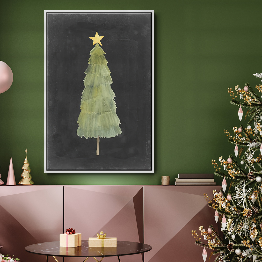 Christmas Glow Collection F - Framed Gallery Wrapped Holiday Canvas - 25 x 37 - White Frame