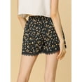 thumbnail image 6 of REFINED ATTIRE Juniors Floral Printed Lace Trim Elastic Waist Shorts, 6 of 7