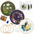 thumbnail image 1 of Adeeing 3 Sets Embroidery Kit for Adults Cross Stitch Starter Kit with Embroidery Patterns, Hoops, Instructions, Threads and Needles, 1 of 6