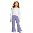 thumbnail image 3 of OOOUM Girls High Waisted Flare Jeans Bell Bottom Denim Pants Stretch Trousers with Pockets , 15-16 Years, 3 of 7