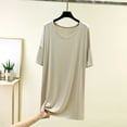 thumbnail image 2 of Kaemgyyd Nightgowns for Women Short Sleeve Round Neck Sleepshirt Soft Casual Pajama Sleep Dress Home Daily Wear Sleepwear（Khaki,One Size）, 2 of 5