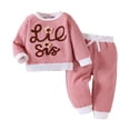 thumbnail image 6 of mgoYE Toddler Infant Baby Girl Fall Winter Clothes Big Sister Little Sister Matching Outfits Sweatshirt Pants Toddler Girl Outfit(Pink,6-12 Months), 6 of 7