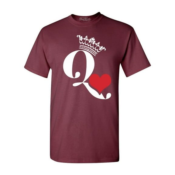 Shop4Ever Men's Queen of Hearts Graphic T-shirt Large Maroon
