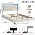 thumbnail image 2 of Gaderth Queen Size Floating Bed Frame with Diamond Upholstered Headboard and LED Lights, Platform Bed with Wood Slats Support, Noise Free, No Box Spring Needed, Easy Assembly for Bedroom, 2 of 7