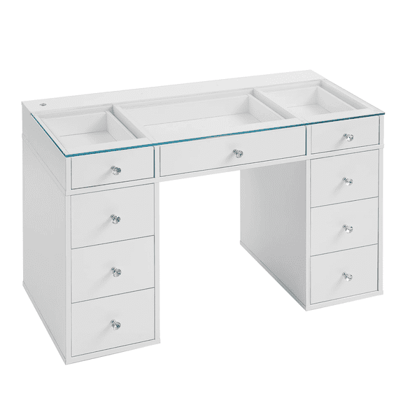 Impressions Vanity SlayStation Kids Vanity Table with Integrated LED Strip Light Tabletop (White)