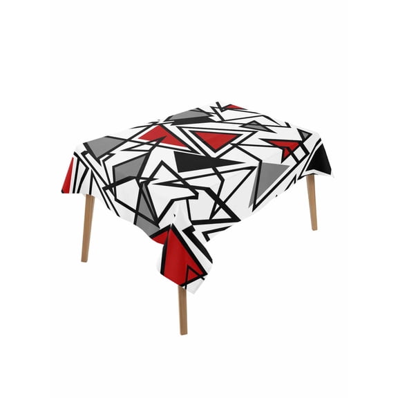 Red Black Geometric Table Cloth, Waterproof Tablecloth for Rectangle Tables, Abstract Art Modern Line Reusable Washable Fabric Table Cover for Restaurant Kitchen Dining Tables 60"x102"